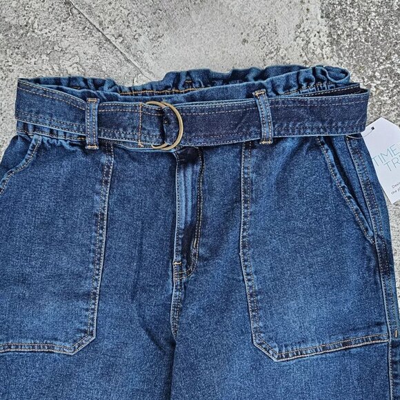 Time and Tru Women Jeans B Wide Legs Jeans W/ Belt Blue Cotton Denim Size 12 - Picture 4 of 11
